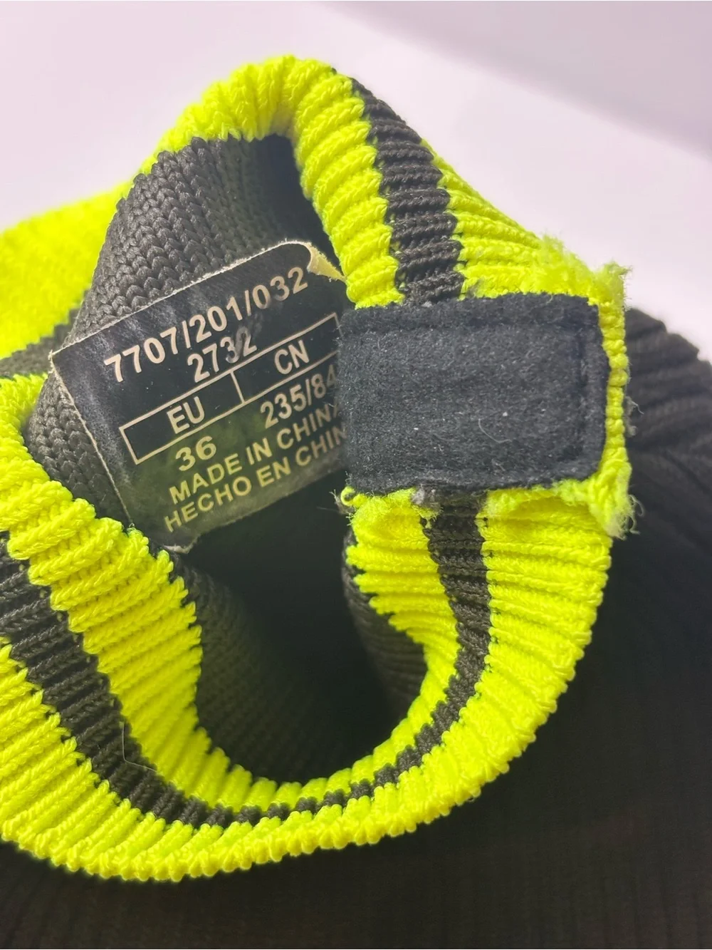 Zara Black Knit Sock Sneakers with Neon Yellow Stripe